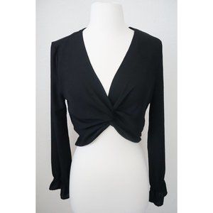 Topshop Black Long Sleeve cropped Blouse size small